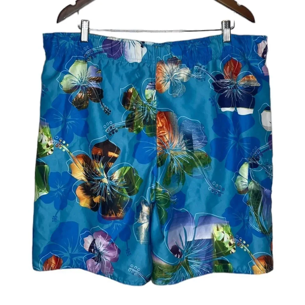 Maui and Sons Blue lined Swimming Trunks size Medium